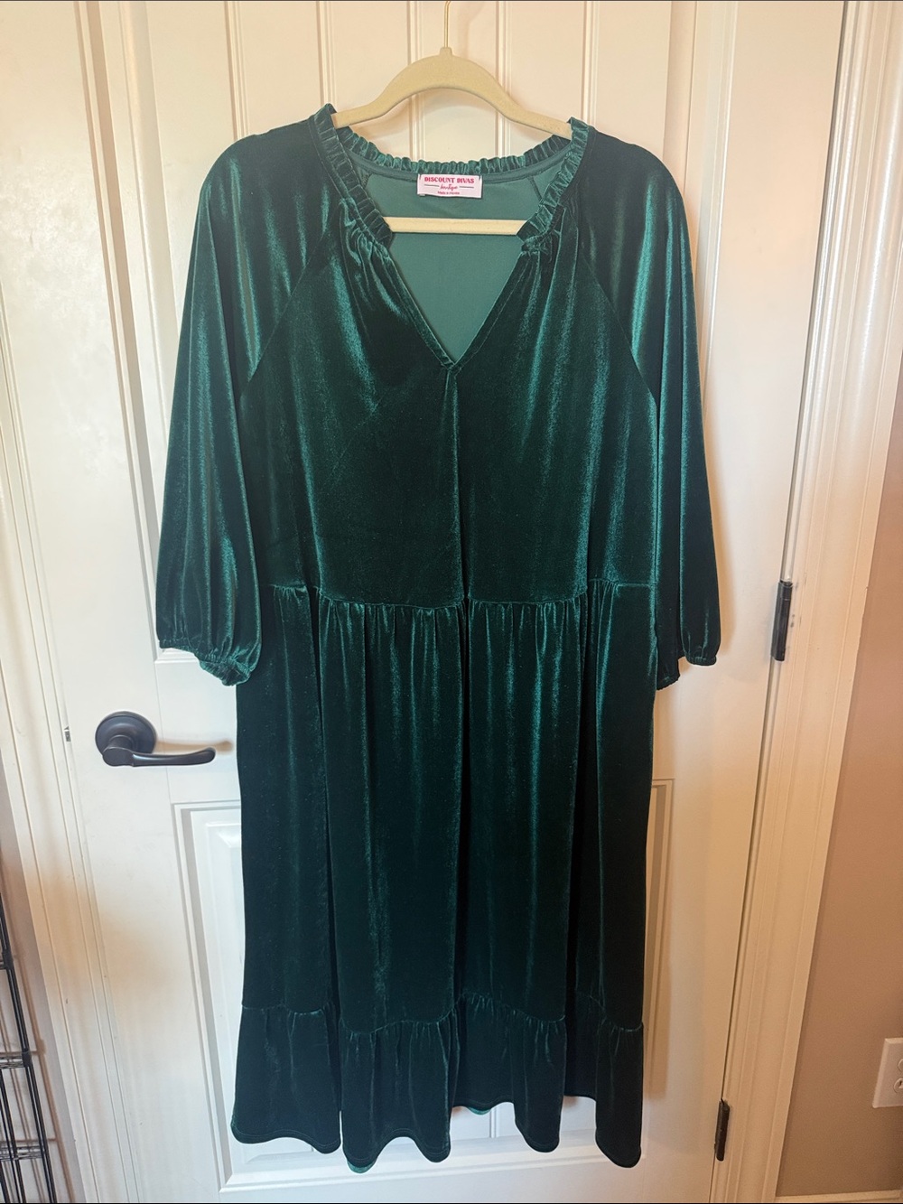 Emerald Green Velvet Midi Dress